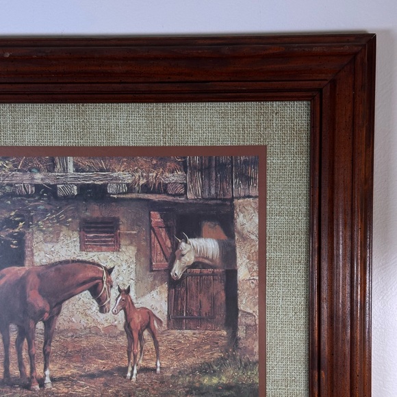 Vintage Horse Wall Art 1975 Equestrian First Steps Mare Foal Cornwall Painting - Picture 3 of 7